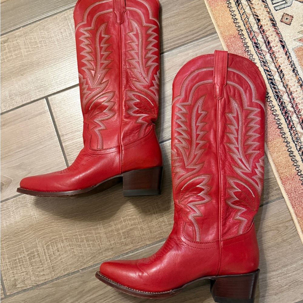 Tecovas Red Leather Cowboy Boots